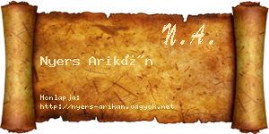 Nyers Arikán névjegykártya